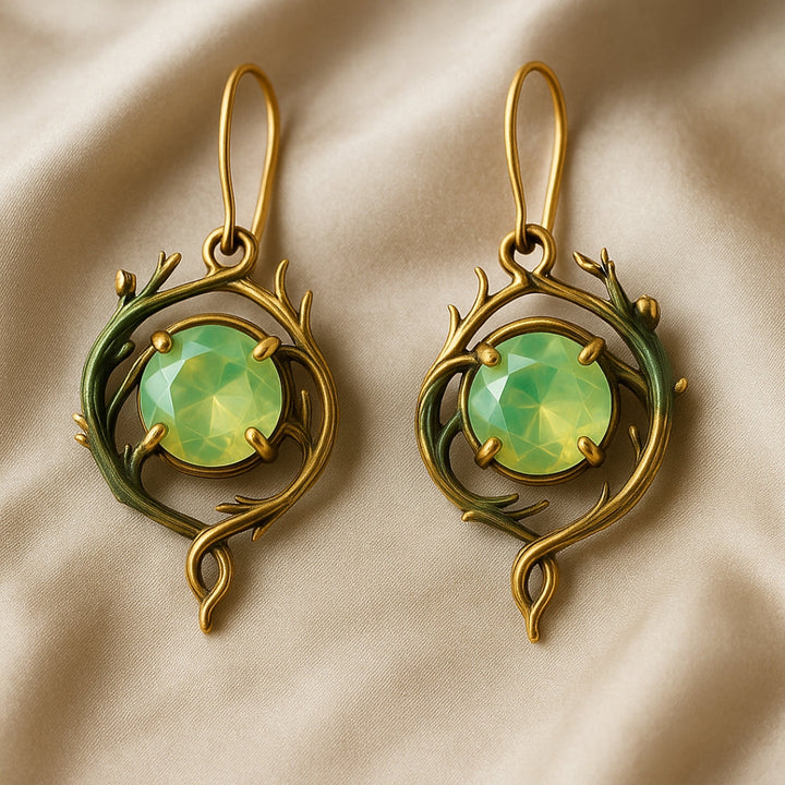 Natural Green Opal Earrings