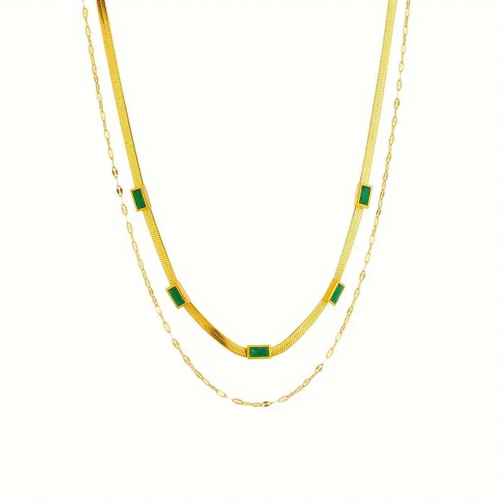 Sorella Gem Retro Double Layer Necklace | Gold