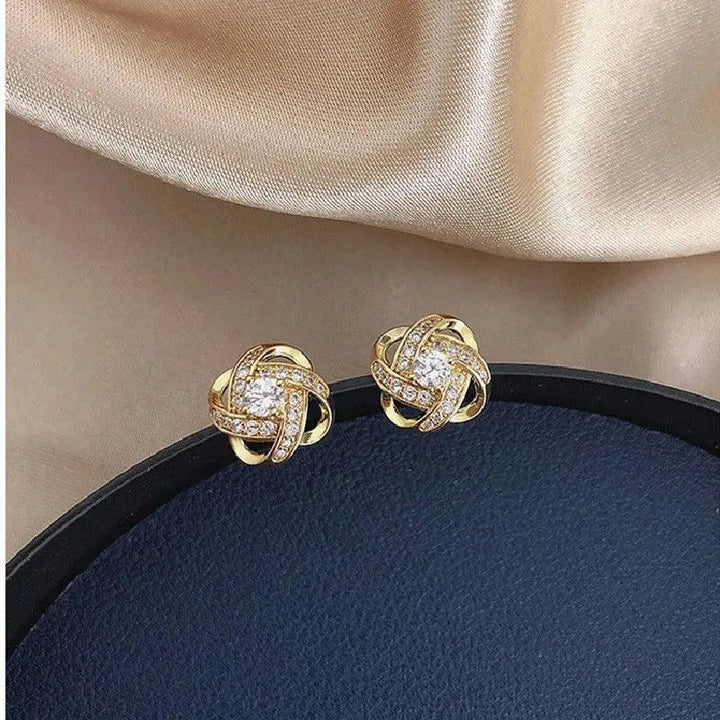 Earrings™ | Golden Floral Crystal, Refined Elegance
