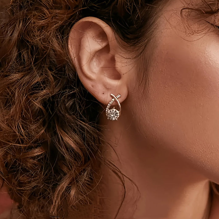 Golden Cross Zirconia Earrings