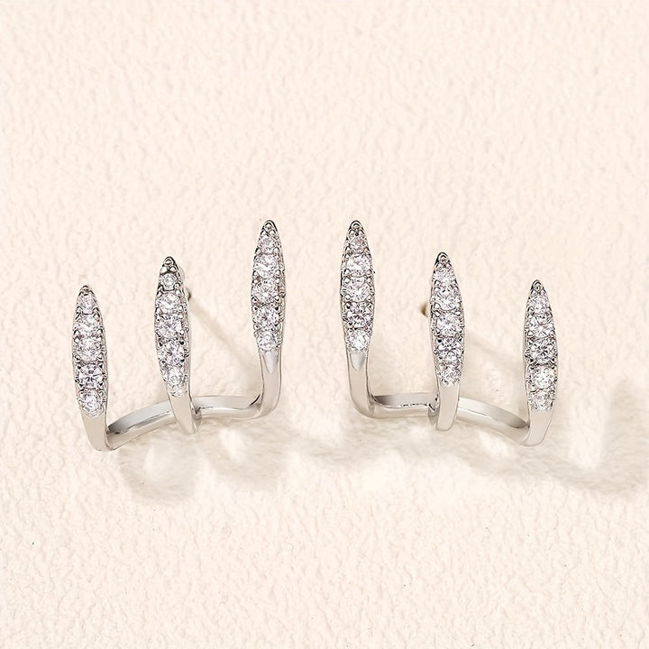 Elegant Three-Prong Rhinestone Earrings