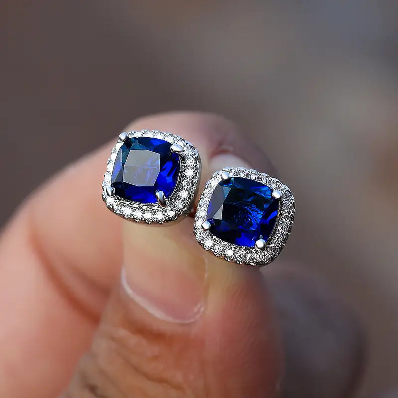 Sapphire Square-Shaped Earrings