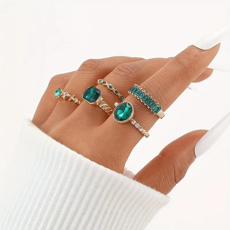 Exquisite Emerald Ring Set Zarina | Gold
