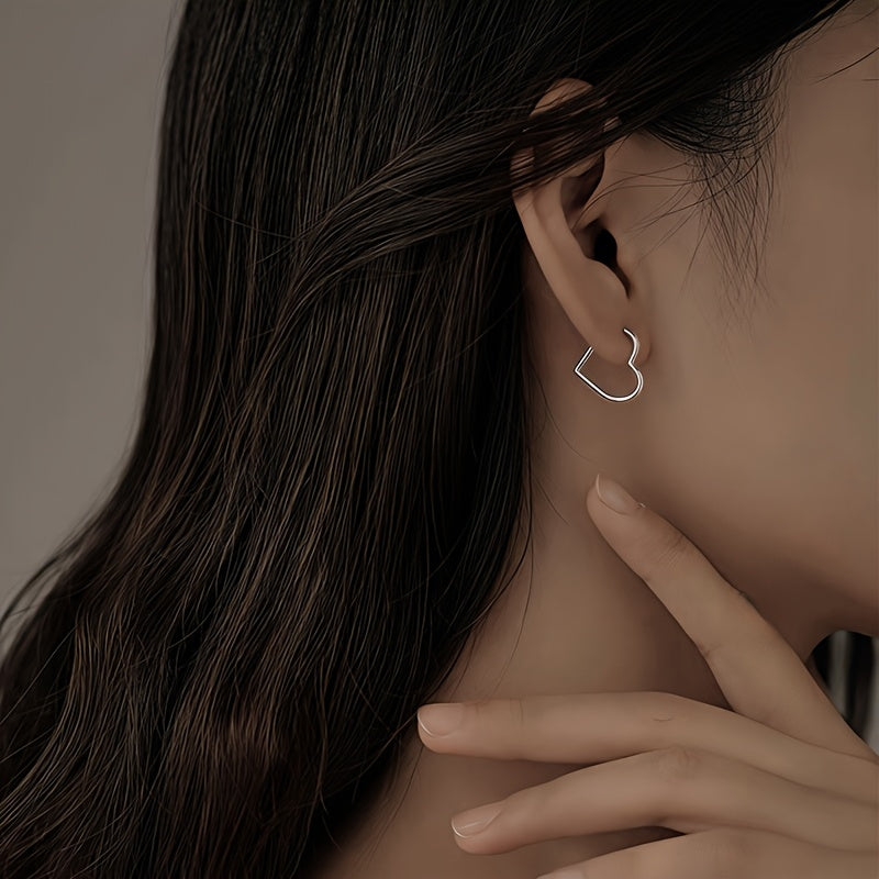 Gold Stainless Steel Heart-Shaped Earrings