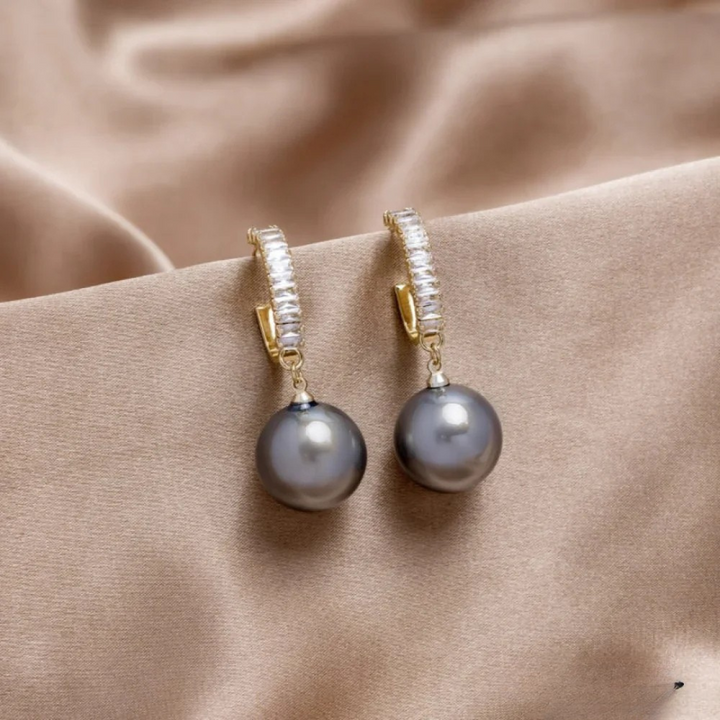 Chic Pearls & Zirconium Earrings