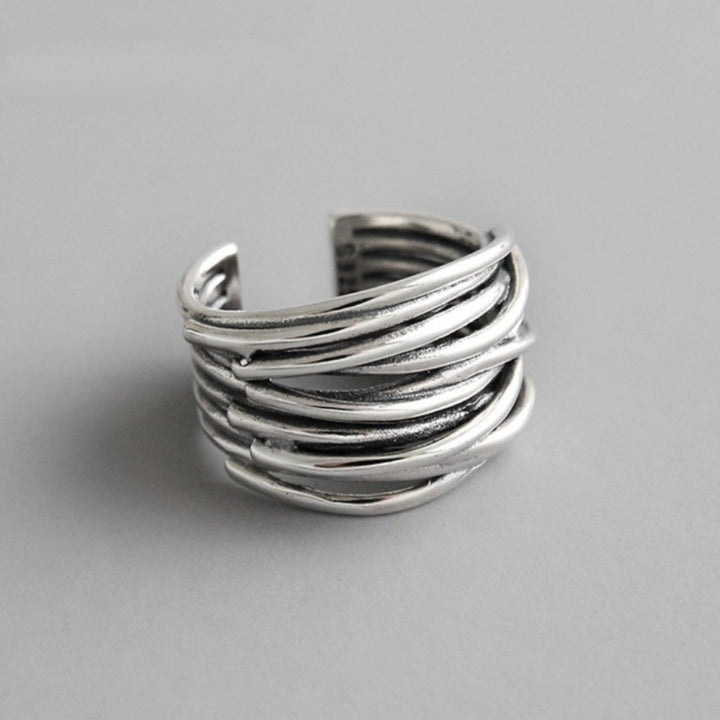 Adjustable Layered Sterling Silver 925 Ring
