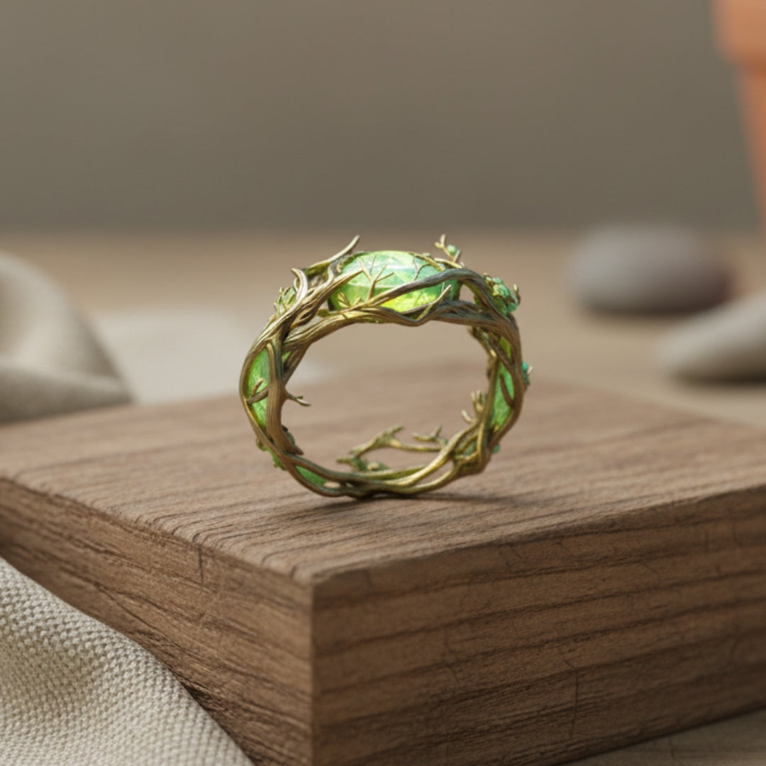 Nature Ring in Green Opal