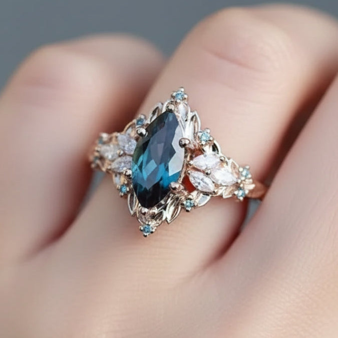 Exotic Blue Crystal Ring
