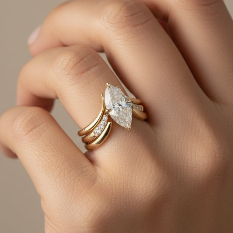 Falling Crown Gold Ring