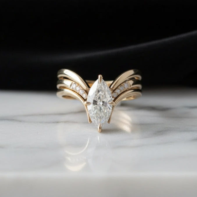 Falling Crown Gold Ring