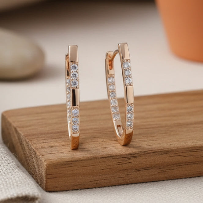 Elegant Zirconium Earrings in Gold