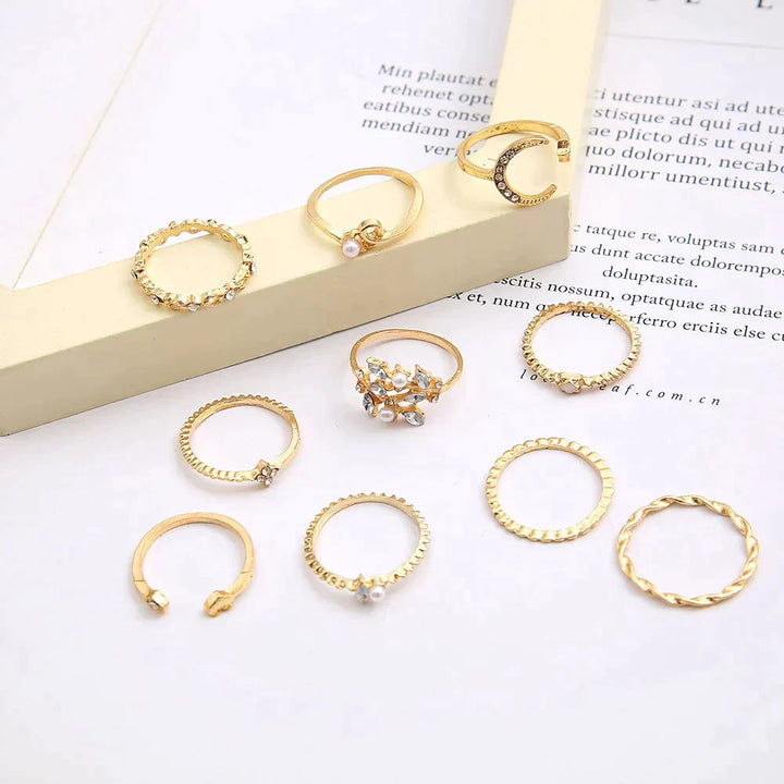 Pack of 10 Silver and Gold Plated Bohemian Rings