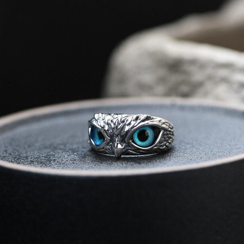 Adjustable Owl of Happiness Ring in Silver and Opal