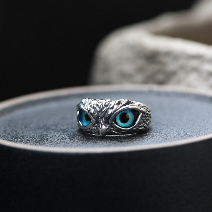 Adjustable Glückseule Ring in Silver and Opal