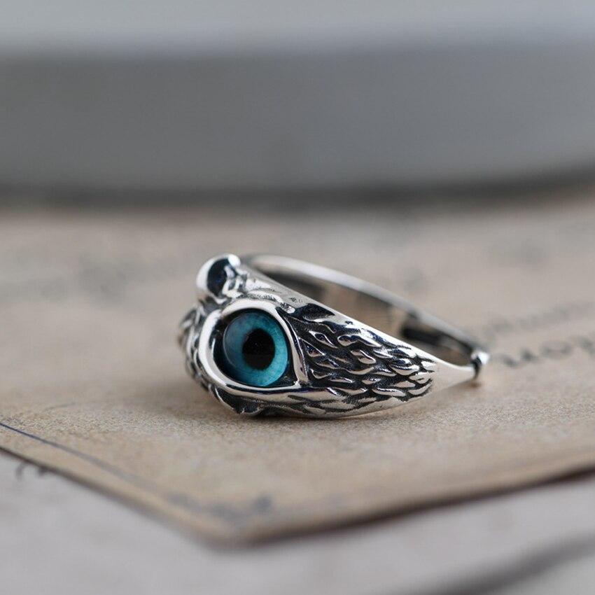 Adjustable Glückseule Ring in Silver and Opal