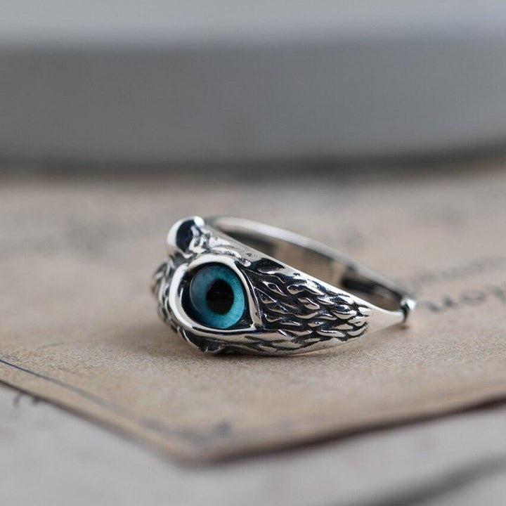 Adjustable Glückseule Ring in Silver and Opal