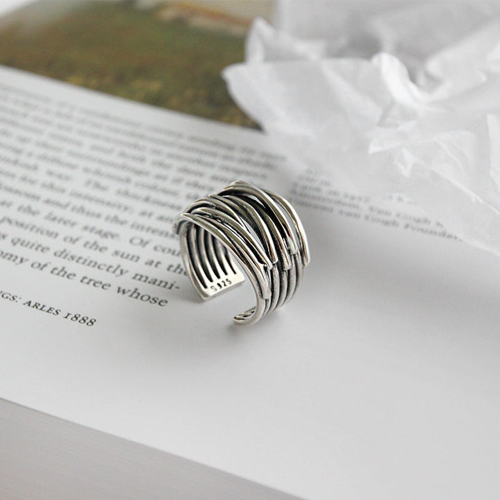 Adjustable Layered Sterling Silver 925 Ring