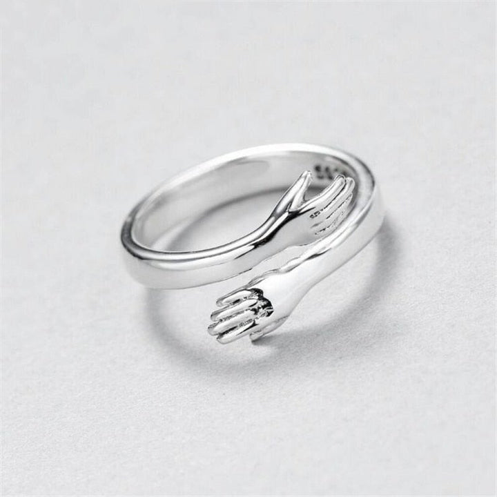 Hugs Adjustable Silver Ring