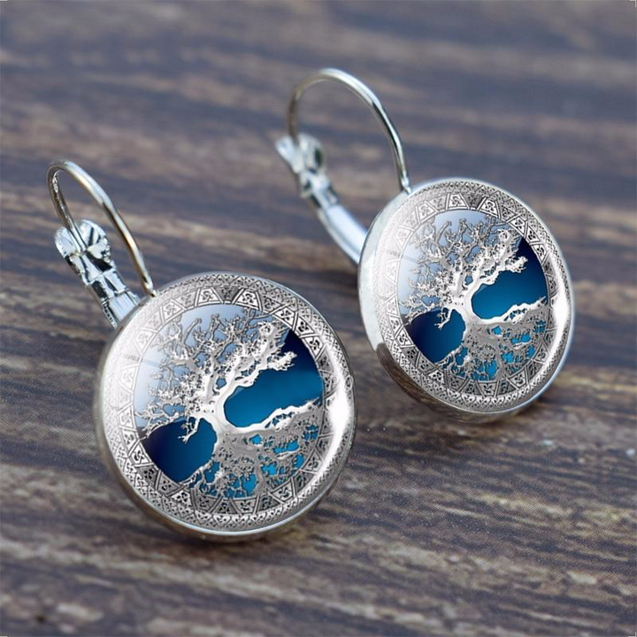 Silver Earrings with Tree of Life Design