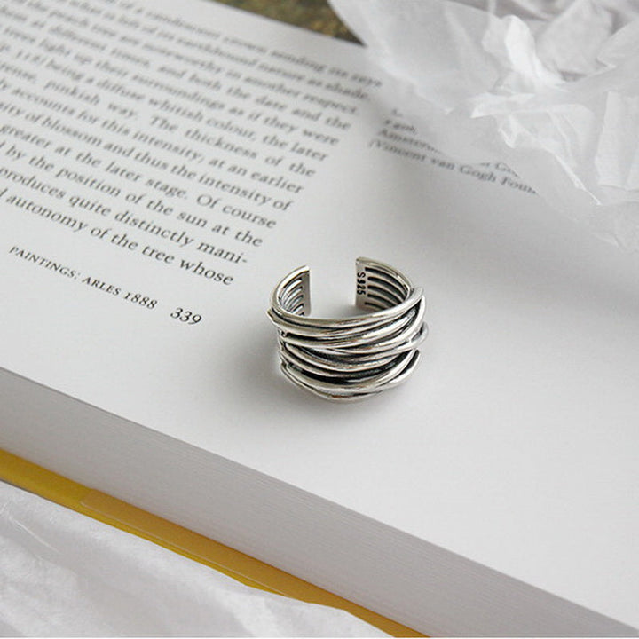 Adjustable Layered Sterling Silver 925 Ring