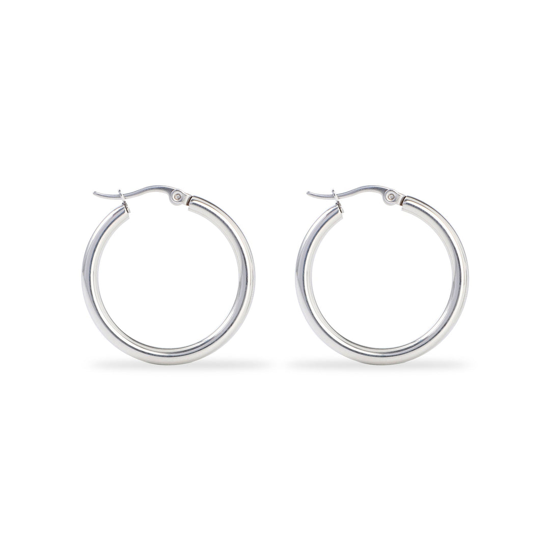 Classic Polished Silver Hoops - Elegant Earrings
