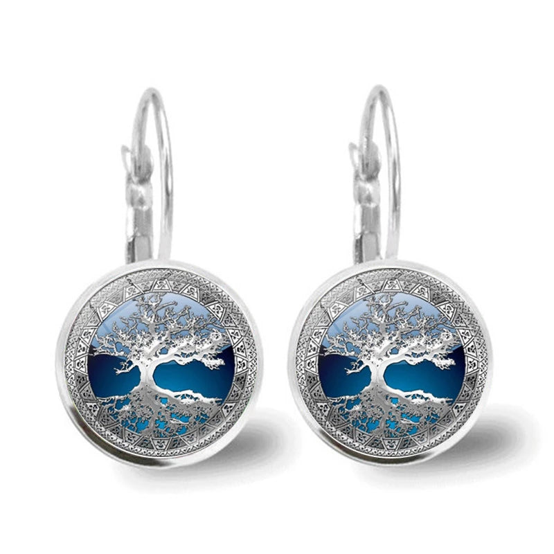 Silver Earrings with Tree of Life Design