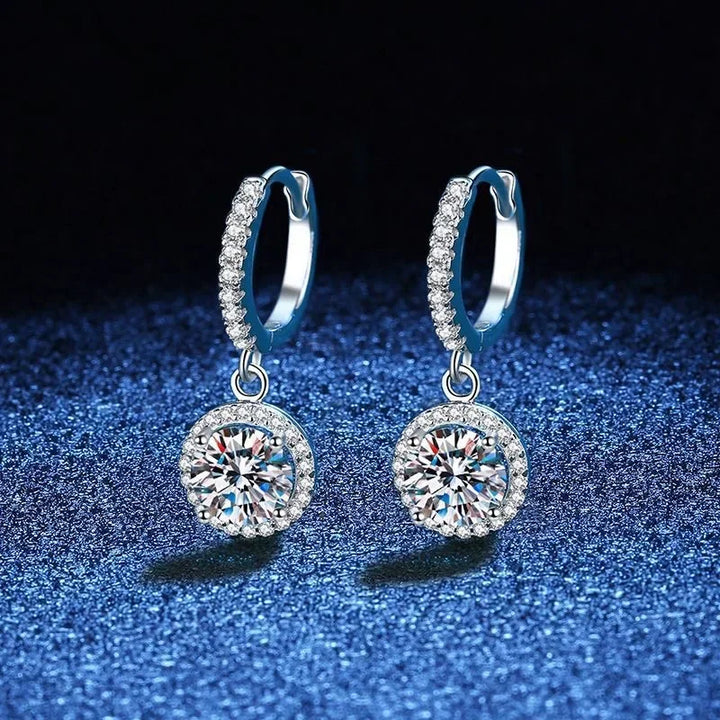 Sterling Silver Earrings with 1 Carat Moissanite