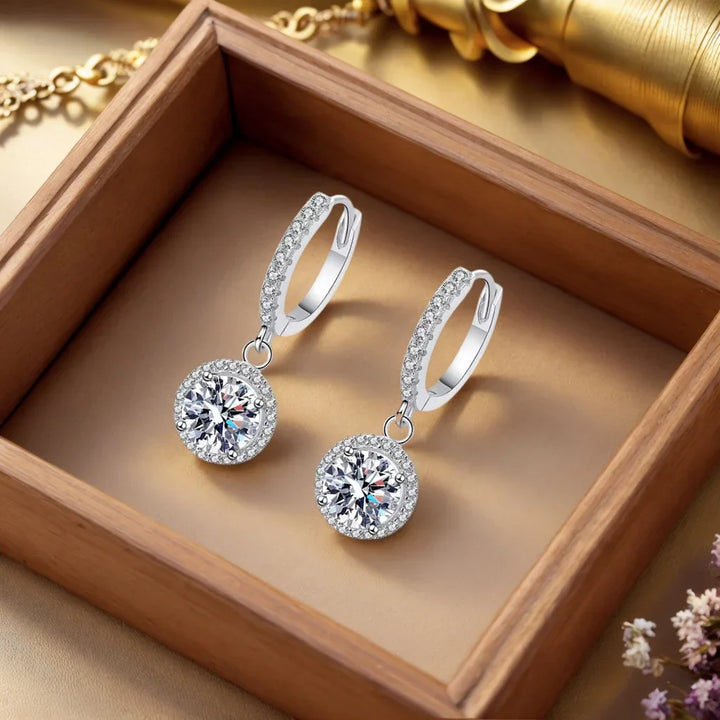 Sterling Silver Earrings with 1 Carat Moissanite