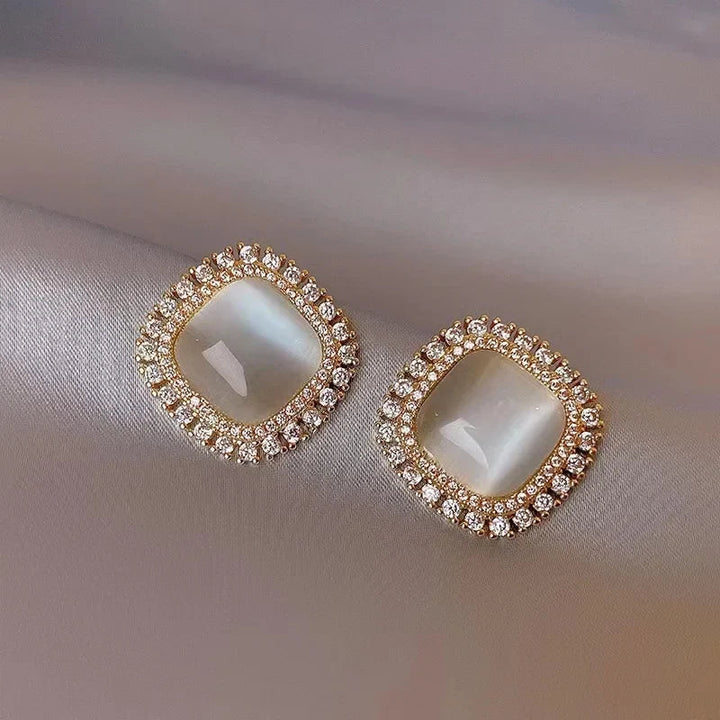 Chic Opal and CZ Crystal Hoop Earrings