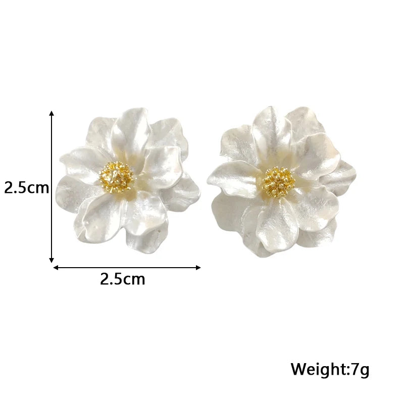 Chic Flower-Shaped White Acrylic Earrings