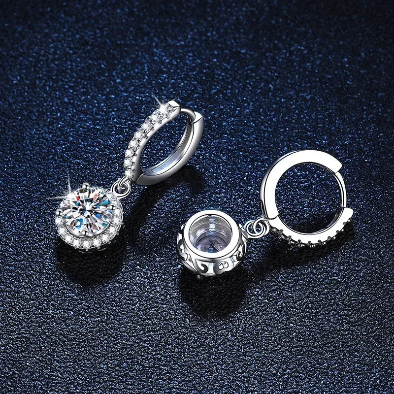 Sterling Silver Earrings with 1 Carat Moissanite