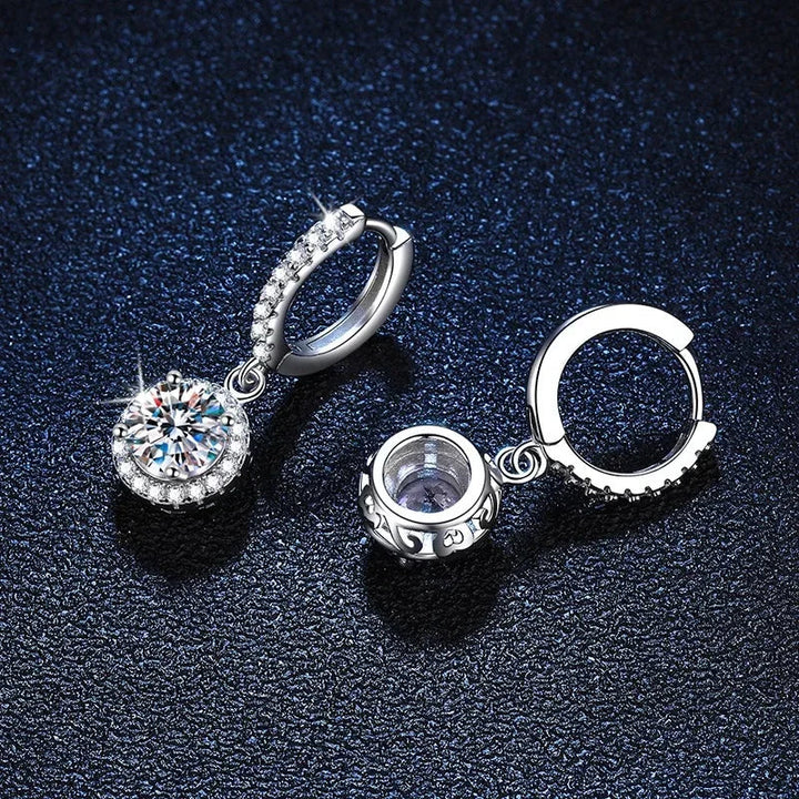 Sterling Silver Earrings with 1 Carat Moissanite