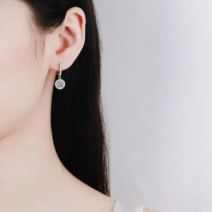 Sterling Silver Earrings with 1 Carat Moissanite