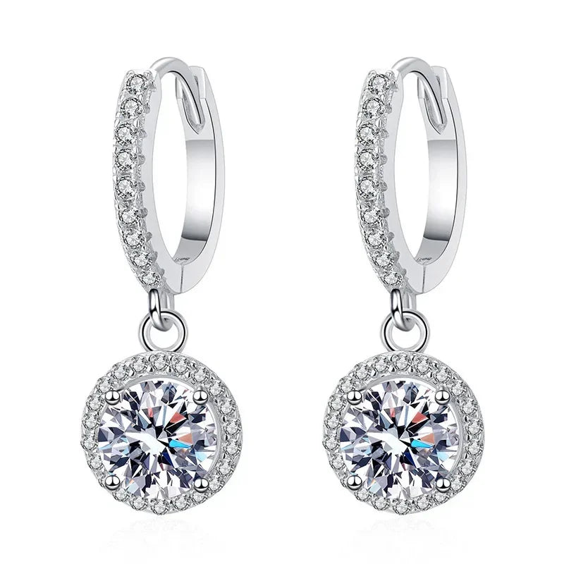 Sterling Silver Earrings with 1 Carat Moissanite