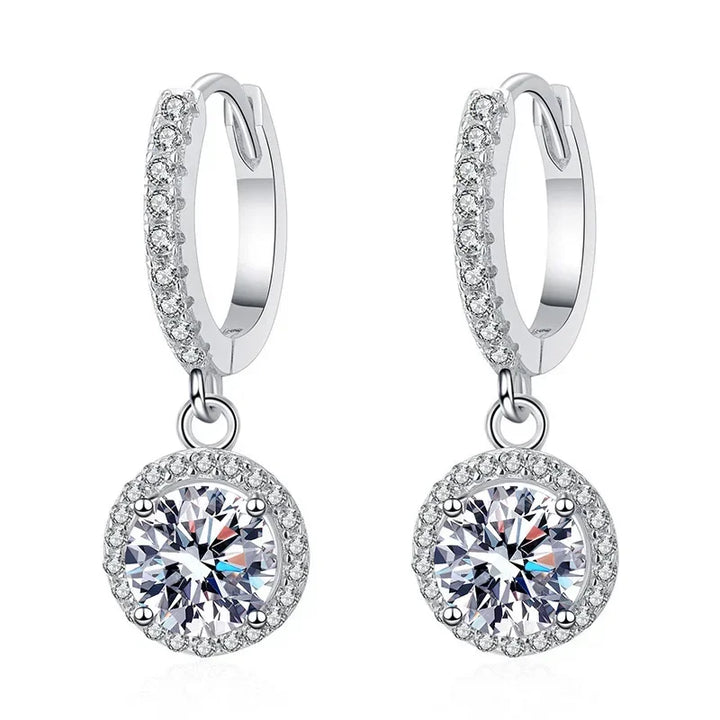 Sterling Silver Earrings with 1 Carat Moissanite