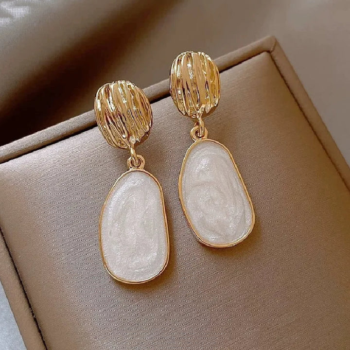 Vintage Oval Enamel Drop Earrings