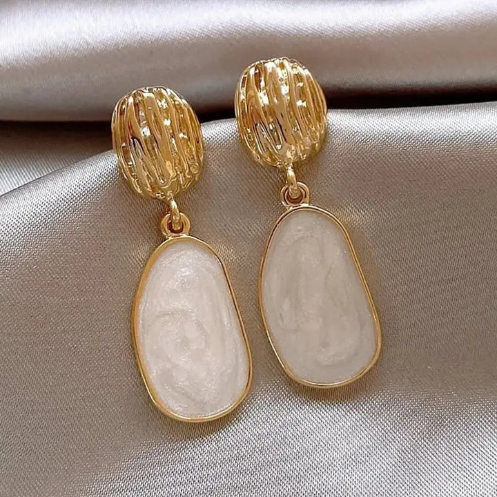 Vintage Oval Enamel Drop Earrings