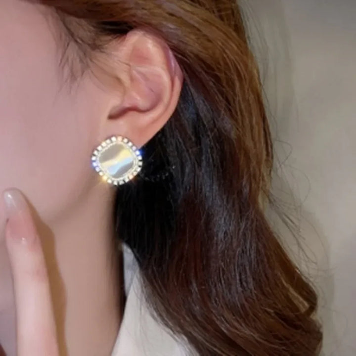 Chic Opal and CZ Crystal Hoop Earrings
