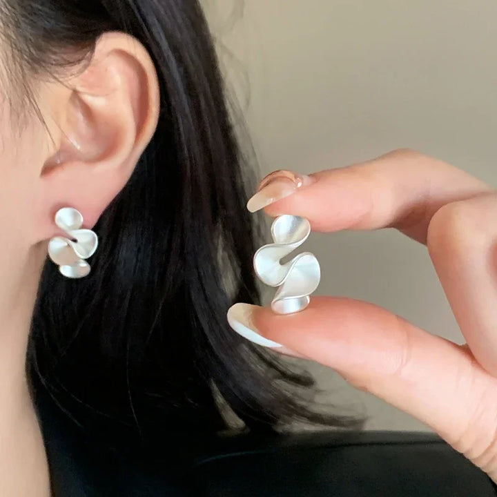 Flower-Shaped Sterling Silver and 18K Gold Earrings