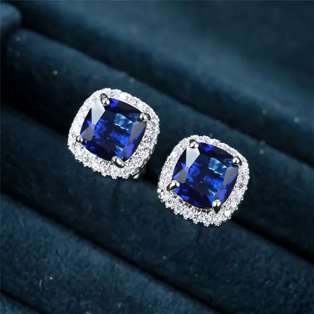 Sapphire Square-Shaped Earrings