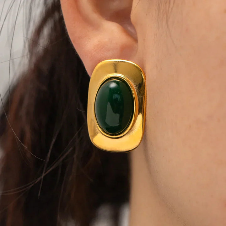 Green Opals™ | Vintage 18K Gold Earrings