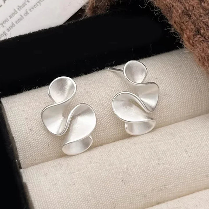 Flower-Shaped Sterling Silver and 18K Gold Earrings