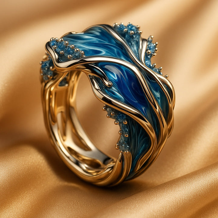 Golden Vintage Ocean Wavy Ring