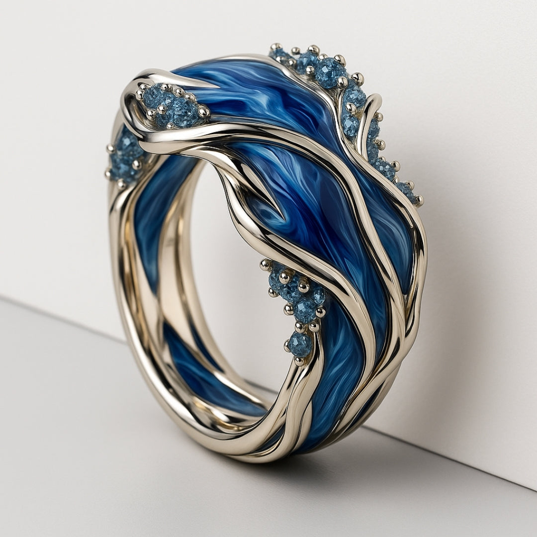 Golden Vintage Ocean Wavy Ring