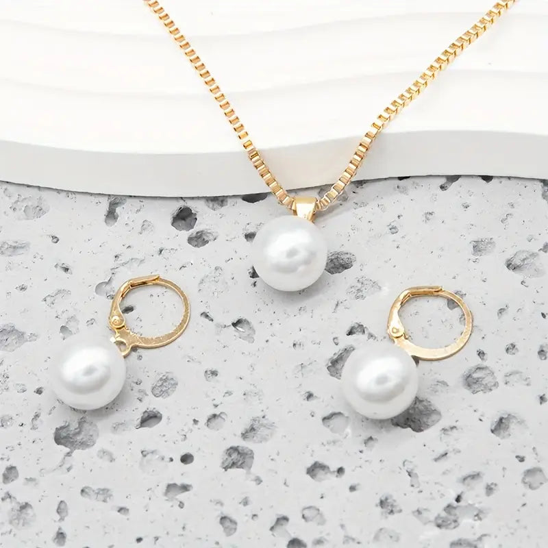 Gold Pearl Jewelry Set