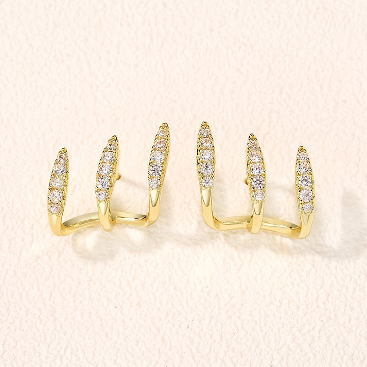 Elegant Three-Prong Rhinestone Earrings