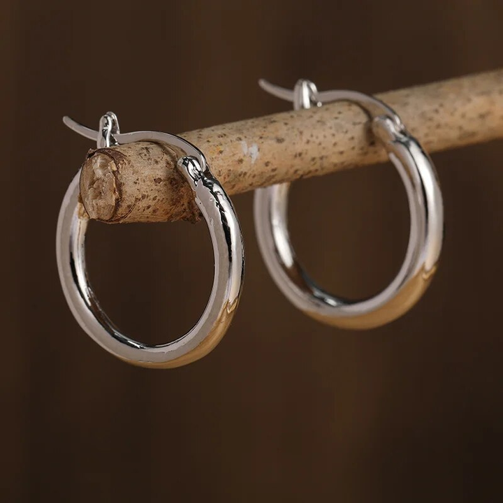 Classic Polished Silver Hoops - Elegant Earrings