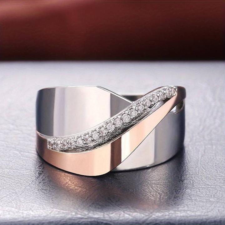 Vintage Zirconia Ring in Rose Gold & Silver