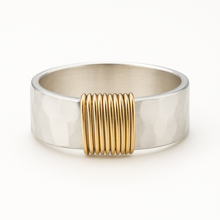 Golden Threaded Vintage Silver Ring