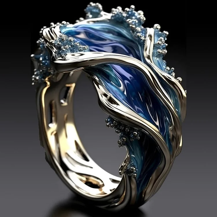 Golden Vintage Ocean Wavy Ring